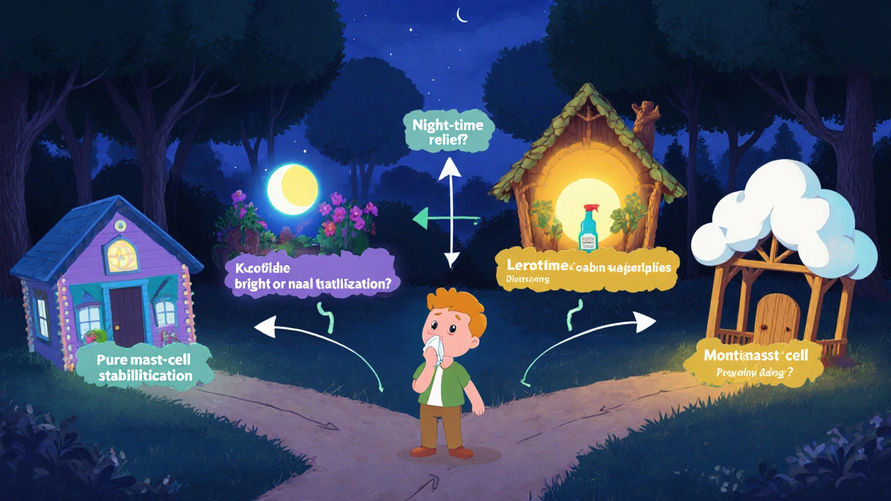 Decision‑tree forest scene showing drug options as whimsical huts.