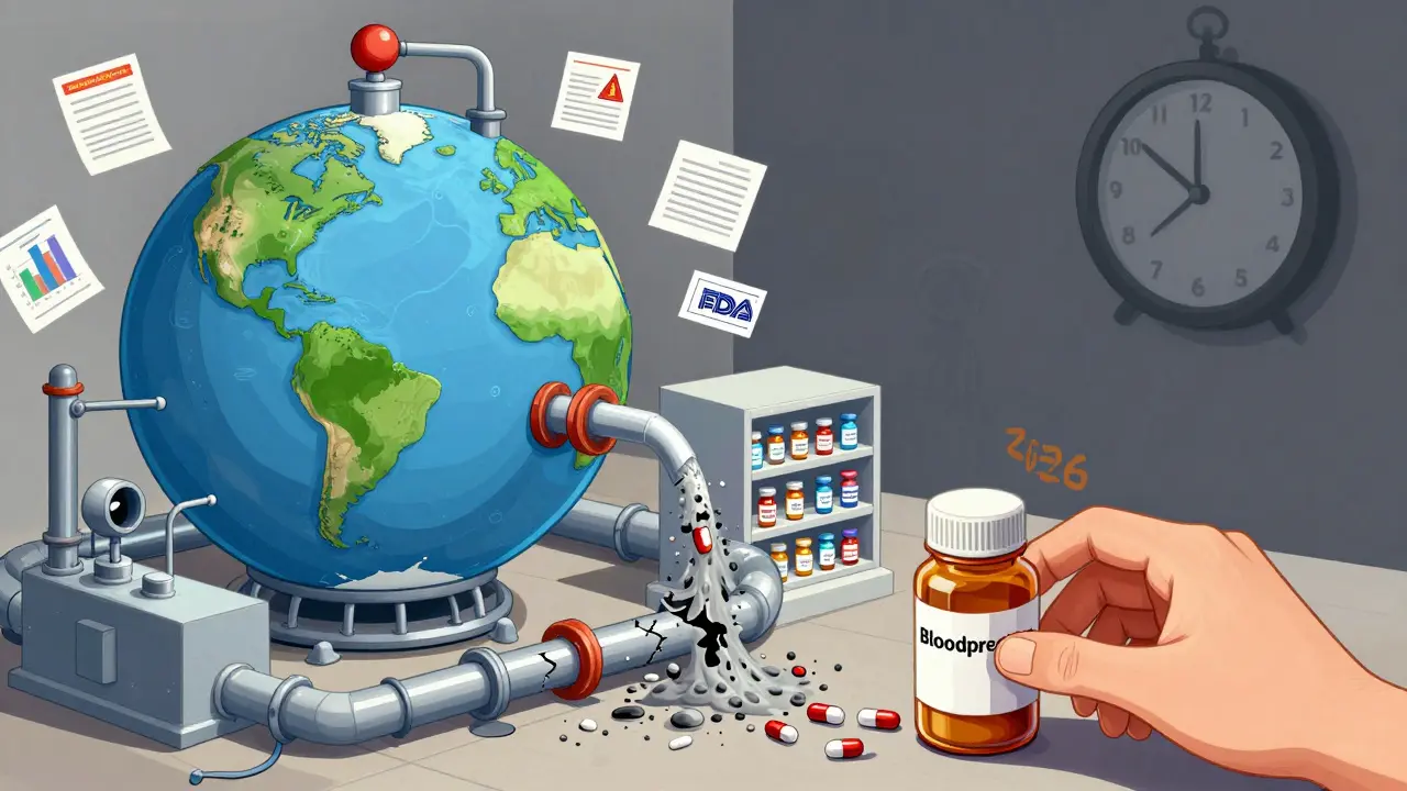 A fragile global drug chain leaks contaminants from China to India to the U.S., with a patient reaching for a pill as a clock ticks toward 2026.